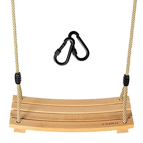 YAERSI Wooden Tree Swing for Adults & Kids – Adjustable Rope, 220lbs Capacity YAERSI