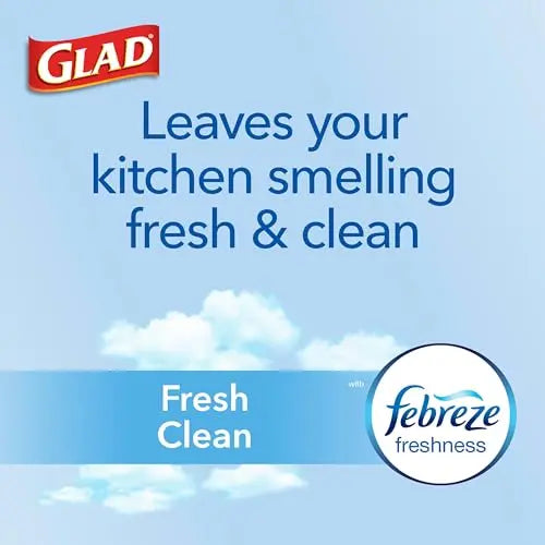 Glad Trash Bags, ForceFlexPlus XL X-Large Kitchen Drawstring Garbage Bags - 20 Gallon Grey Trash Bag, Fresh Clean with Febreze Freshness 80 Count (Package May Vary) - Yodymarket