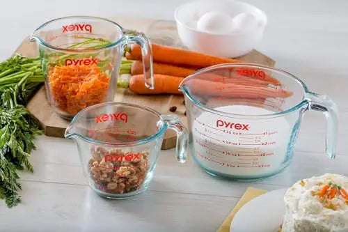 Pyrex 3PC Glass, 1 Cup, 2 Cup, 4 Cup, 3 PC Measuring Cup Set Pyrex