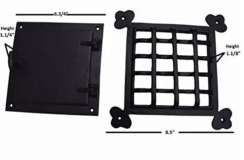 A29® Speakeasy Door Grill - 8.5 x 8.5 Inches, Black Cast Iron A29