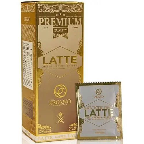 ORGANO Gourmet Cafe Latte, 100% Certified Ganoderma Lucidum (1 Box of 20 Sachets) Organo