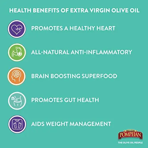 Pompeian Smooth Extra Virgin Olive Oil, First Cold Pressed, Mild and Delicate Flavor, Perfect for Sauteing and Stir-Frying, Naturally Gluten Free, Non-Allergenic, Non-GMO, 101 Fl Oz., Single Bottle Pompeian