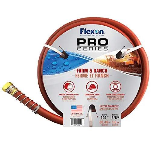 Flexon FA58100CN Farm and Ranch Garden Hose, 100 ft, Red Flexon