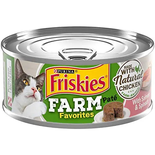 Friskies, Wet Cat Canned Food Farm Favorites Salmon & Spinach Pate, 5.5 Ounce Friskies