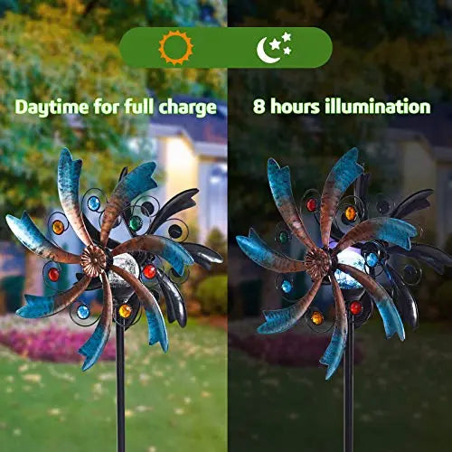 ALLADINBOX 57-Inch Solar Wind Spinner with Color-Changing LED ALLADINBOX