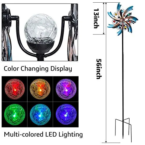 ALLADINBOX 57-Inch Solar Wind Spinner with Color-Changing LED ALLADINBOX