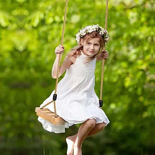 YAERSI Wooden Tree Swing for Adults & Kids – Adjustable Rope, 220lbs Capacity YAERSI