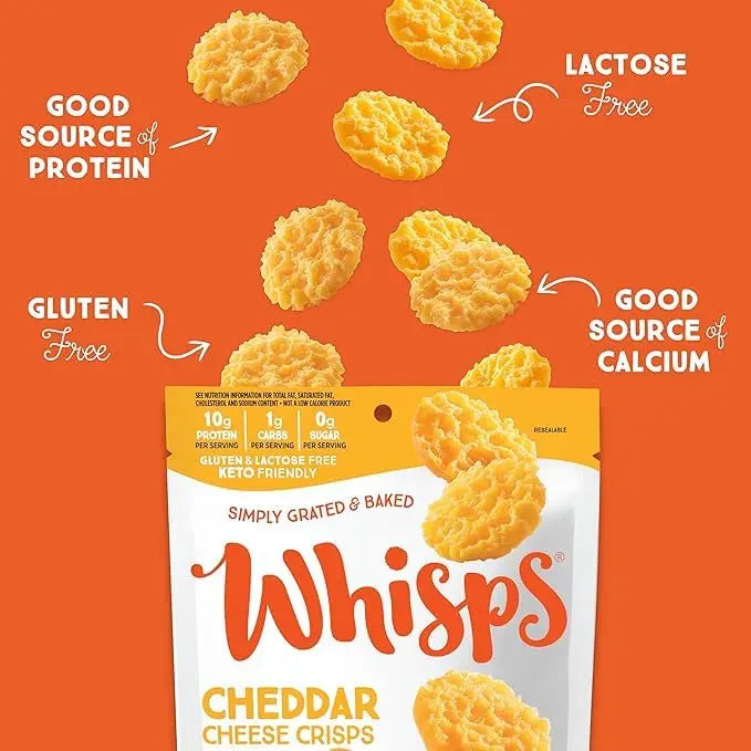 Whisps Cheese Crisps Variety Pack | Protein Chips | Healthy Snacks | Protein Snacks, Gluten Free, High Protein, Low Carb Keto Food | Parmesan, Cheddar Cheese, Asiago, Pepper Jack (2.12 Oz, 6 Pack) Whisps