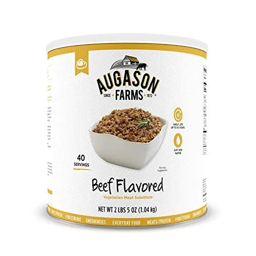 Augason Farms Beef Flavored Vegetarian Meat Substitute 2 Lbs 5 OZ No. 10 Can Augason Farms