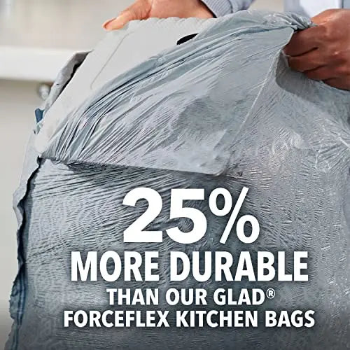 Glad Trash Bags, ForceFlexPlus XL X-Large Kitchen Drawstring Garbage Bags - 20 Gallon Grey Trash Bag, Fresh Clean with Febreze Freshness 80 Count (Package May Vary) - Yodymarket