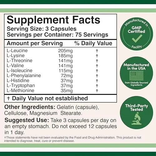 Essential Amino Acids - 225 Capsules Double Wood Supplements