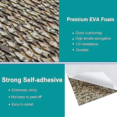 Hjdeck Camo EVA Foam Boat Decking - Non-Slip Self-Adhesive Flooring Mat Hjdeck