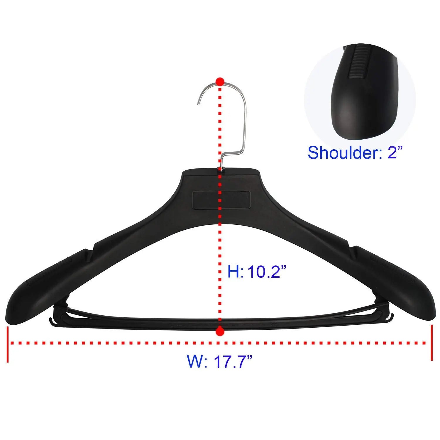 Plastic Extra Wide Suit Hangers, Pack of 15, Width: 17.7",Notched Shoulders DEDU