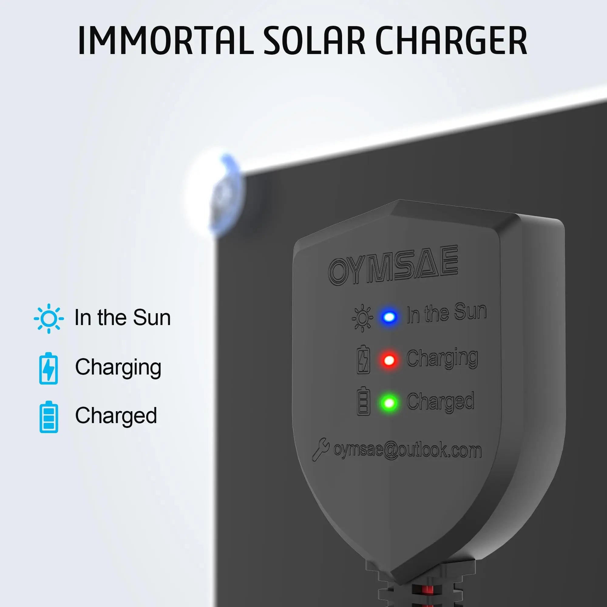 OYMSAE 5W 12V Solar Car Battery Charger - Portable & Waterproof with Trickle Charge OYMSAE