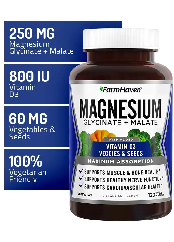 FarmHaven Magnesium Complex w/Vitamin D3 – 120 Capsules FarmHaven