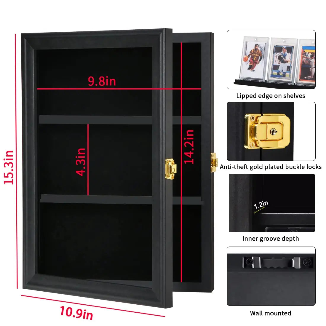 Verani Baseball Card Display Case - Lockable Wall Cabinet with UV Protection VERANI