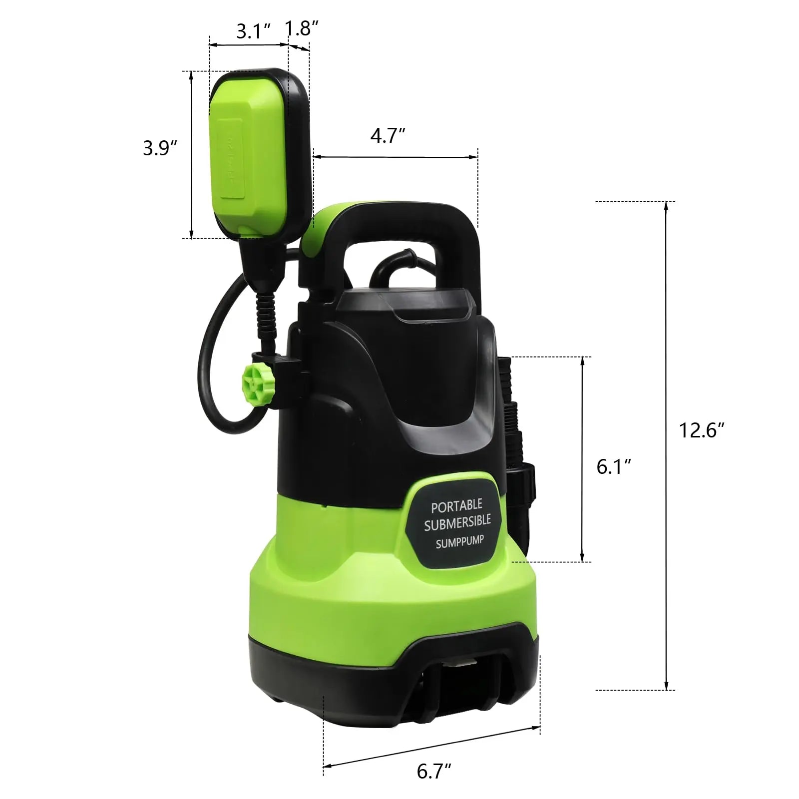 Winado Submersible Water Pump w/Auto Float Switch, 1/2HP 2100GPH Winado