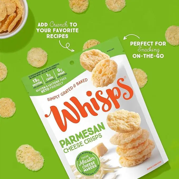 Whisps Cheese Crisps Variety Pack | Protein Chips | Healthy Snacks | Protein Snacks, Gluten Free, High Protein, Low Carb Keto Food | Parmesan, Cheddar Cheese, Asiago, Pepper Jack (2.12 Oz, 6 Pack) Whisps