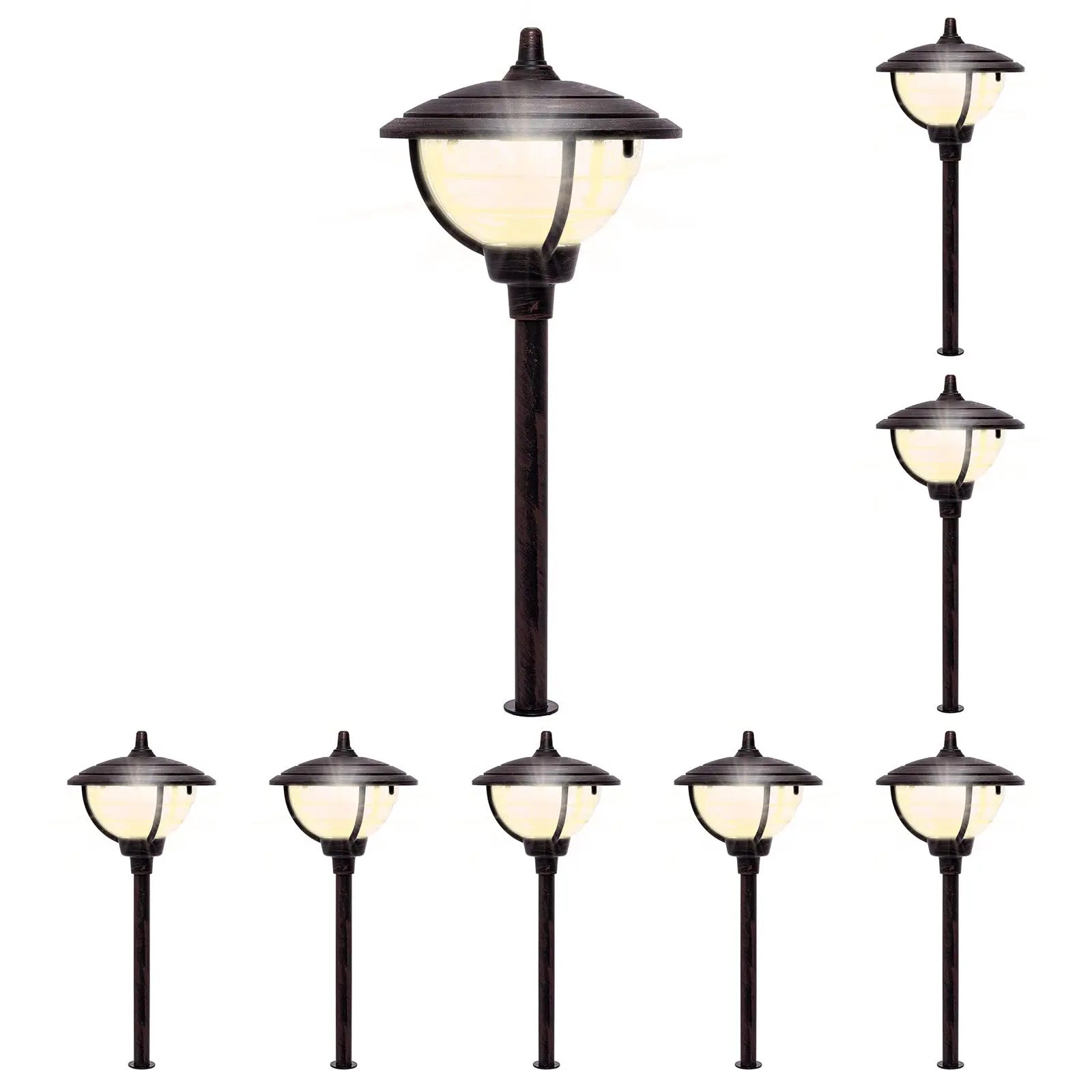 Gtongoko 8 Pack Modern Landscape Pathway Lights - Palace Bronze Finish GreenLighting