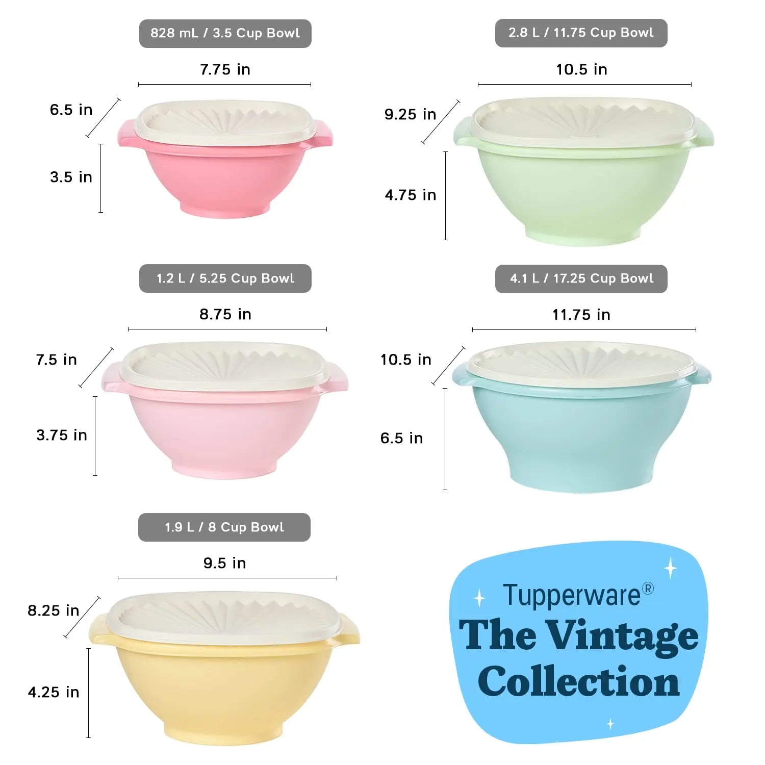 Tupperware Heritage Collection 10-Piece Food Storage Set in Vintage Colors Tupperware