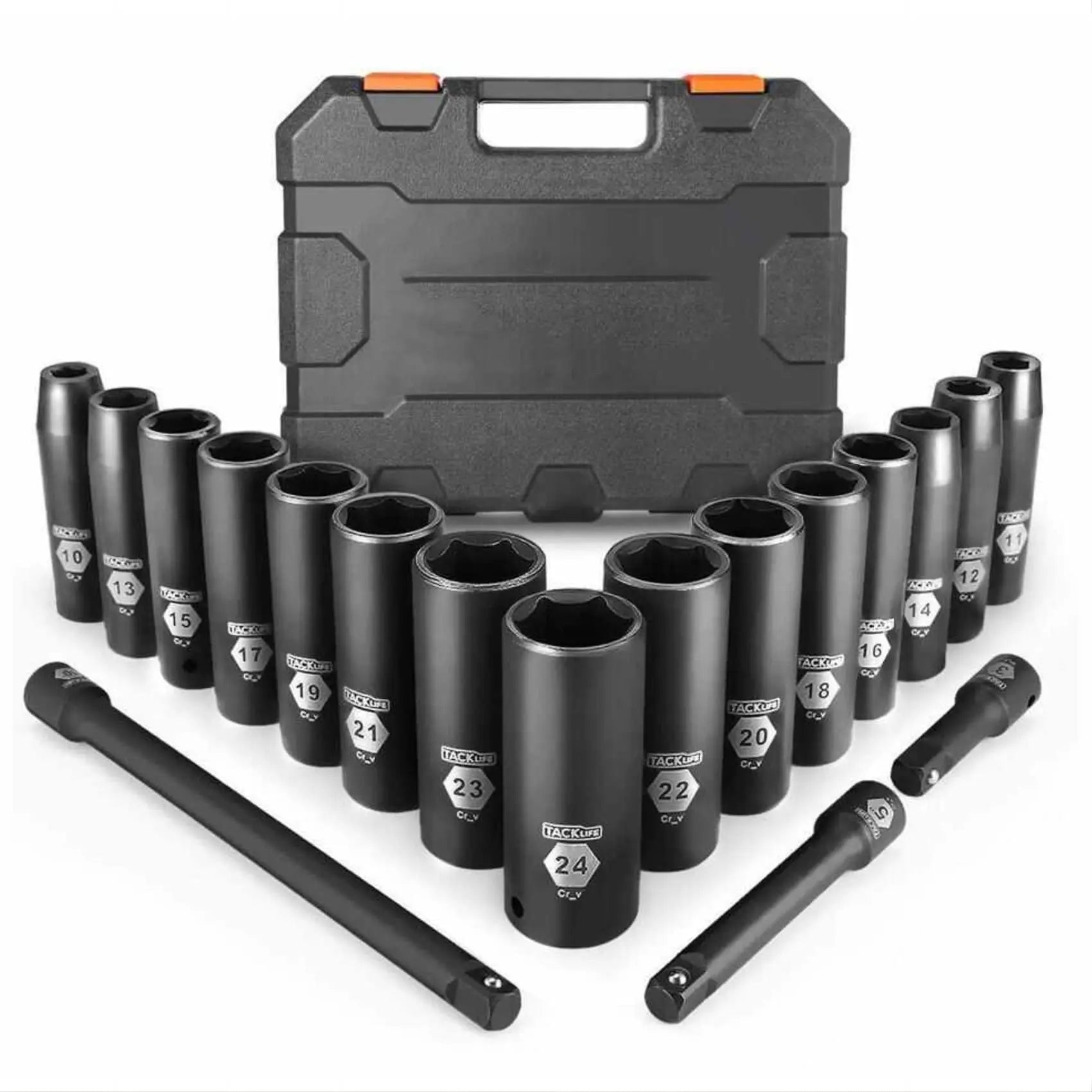 18-Piece 1/2-Inch Drive Deep Impact Socket Set - Metric   Extensions Yodymarket