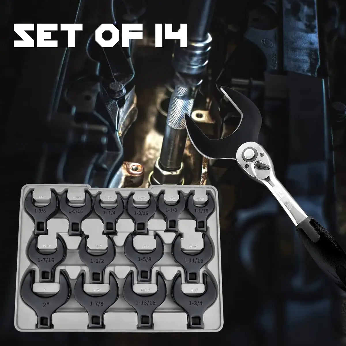 Owl Tools Jumbo Crows Foot Wrench Set 1/2 Drive - (14 Piece Set in Large Owl Tools