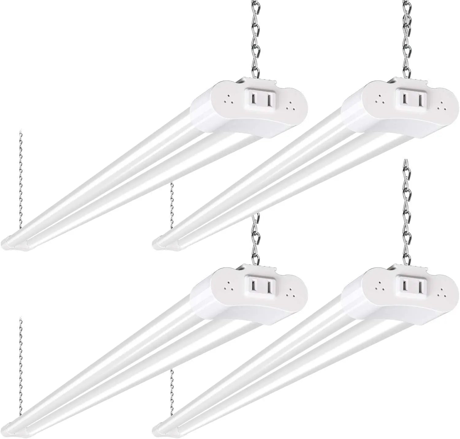 4 Pack 4FT LED Shop Light Linkable, 4400lm, 42w(250w Equivalent), 5000K Utility Shop Lights, Hanging or Flush Mount, with Power Cord and On/Off Switch hykolity