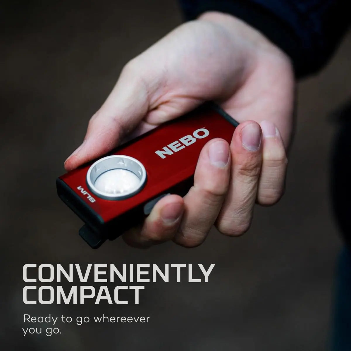 NEBO Slim Work Light - USB Rechargeable 500 Lumens Pocket Flashlight, Red NEBO