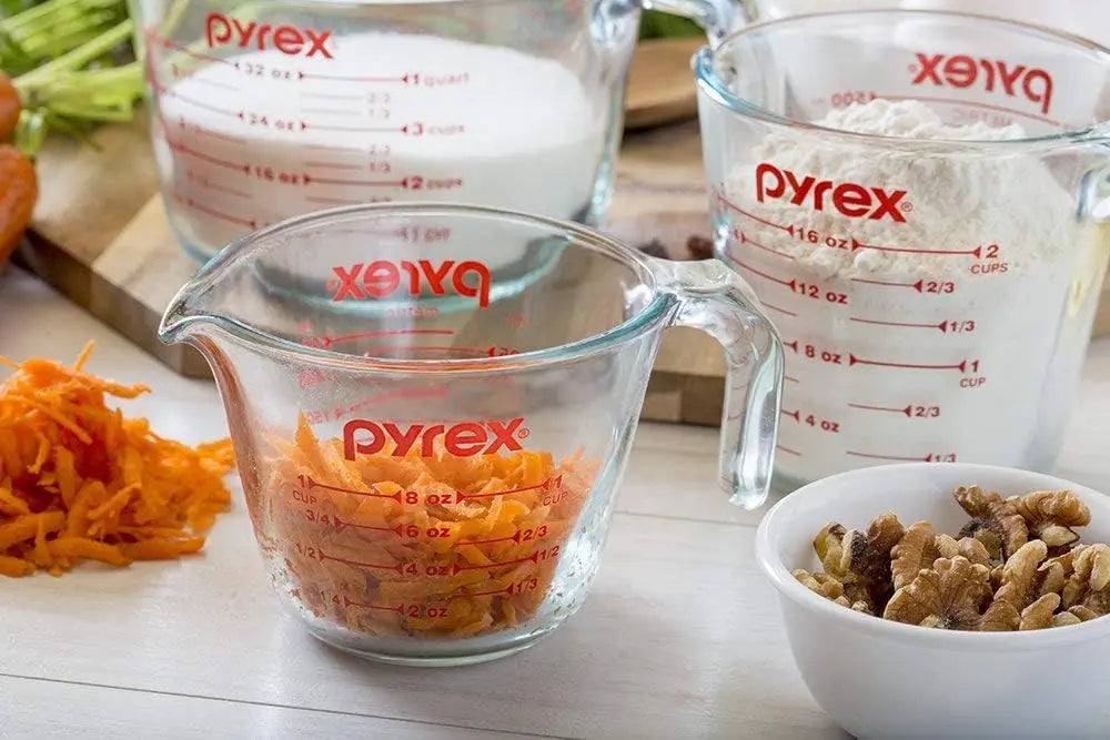 Pyrex 3PC Glass, 1 Cup, 2 Cup, 4 Cup, 3 PC Measuring Cup Set Pyrex