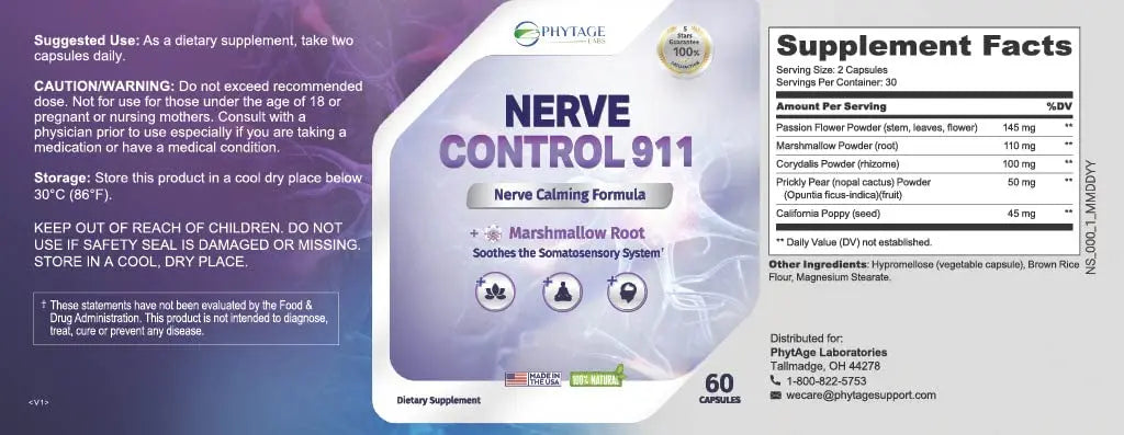 Phytage Labs Nerve Control 911 - Natural Plant-Based Nerve Health&nbsp; Phytage Labs