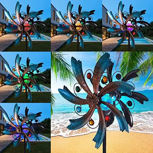 ALLADINBOX 57-Inch Solar Wind Spinner with Color-Changing LED ALLADINBOX