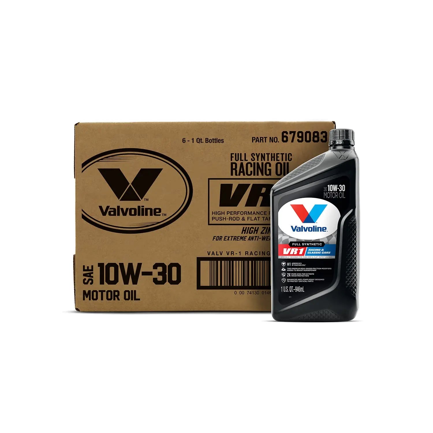 Valvoline VR1 Racing Synthetic SAE 10W-30 Motor Oil 1 QT, Case of 6 Valvoline