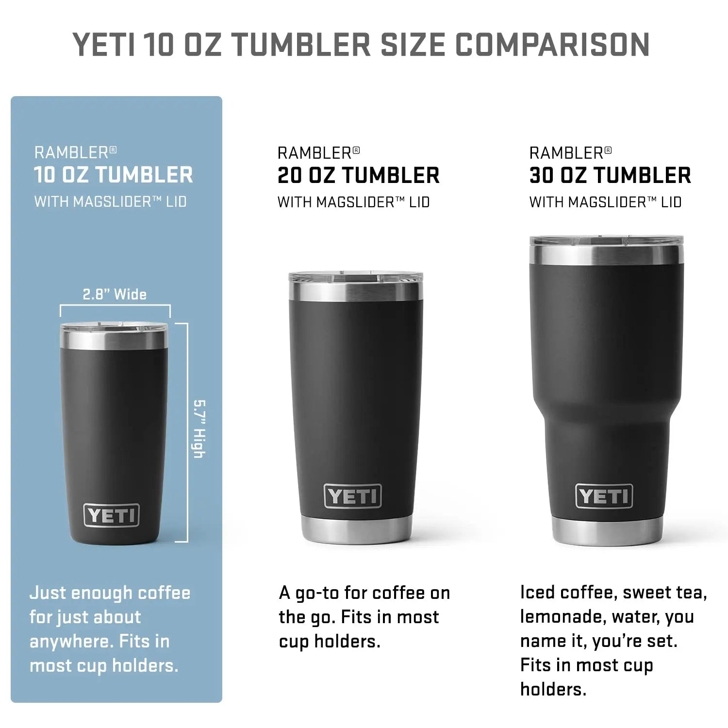 YETI Rambler 10 oz Tumbler - Stainless Steel, Black YETI