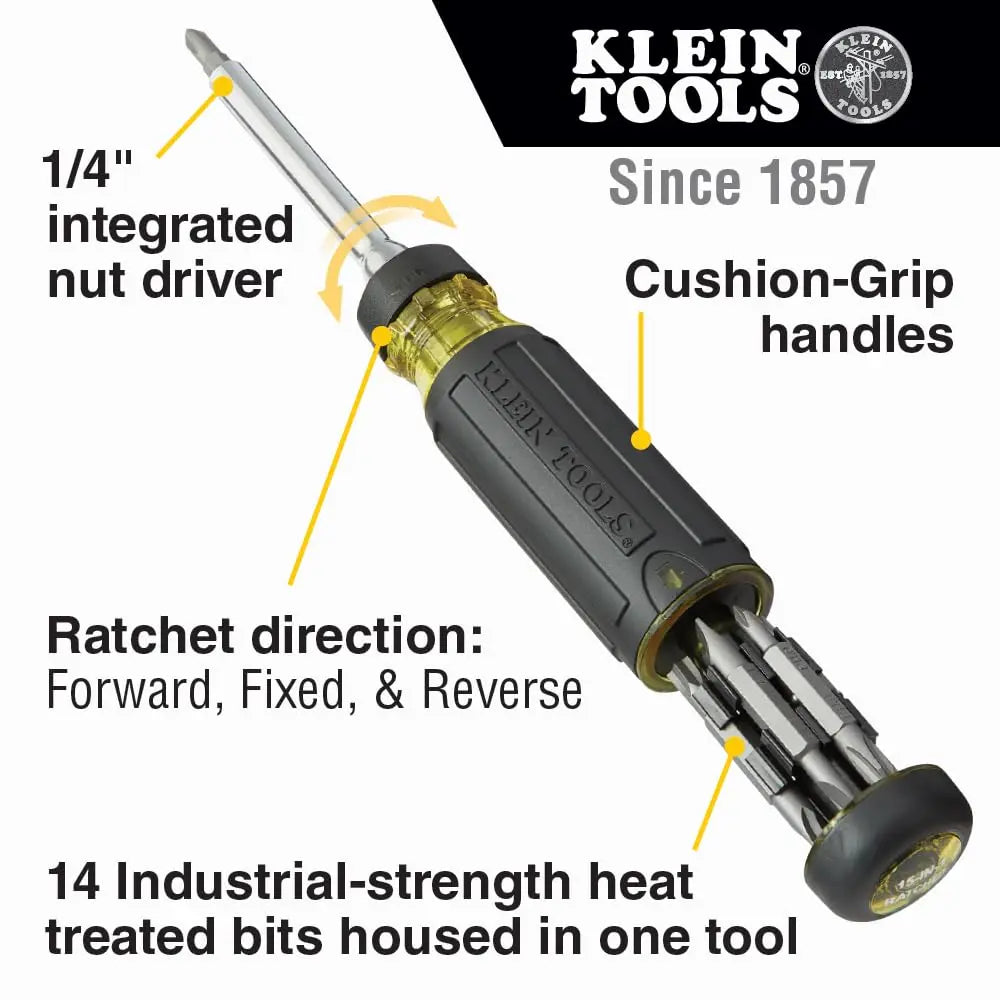 Klein Tools 32305 Multi-Bit Ratcheting Screwdriver – 15-in-1 Klein Tools