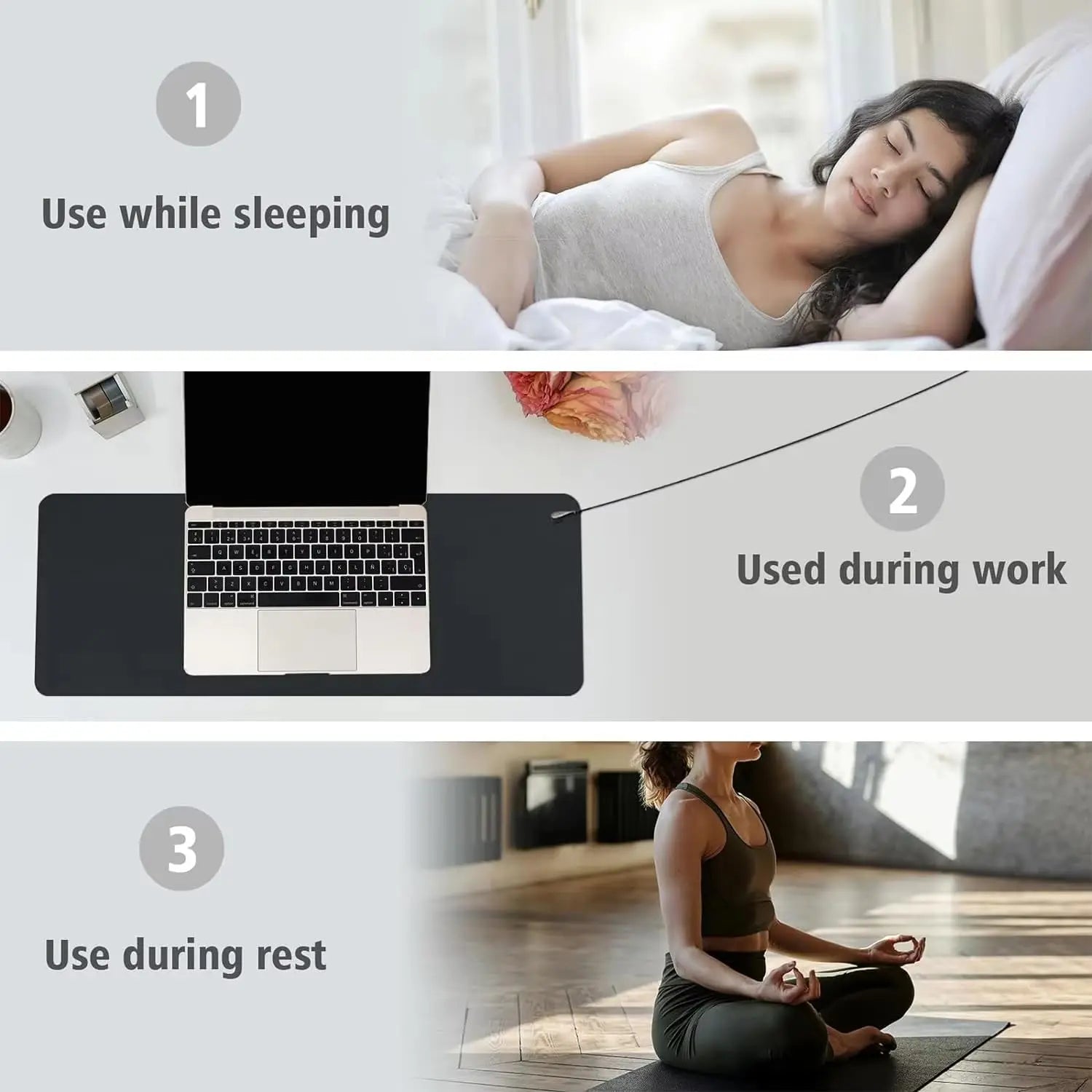 Grounding Mats for Health,11.8 * 23 Inch Grounding Mats Kit for Improved Sleep Grounding Mat with Grounding Cord for Better Working,Sleep Assist and Helps with Anxiety VAJOOCLL