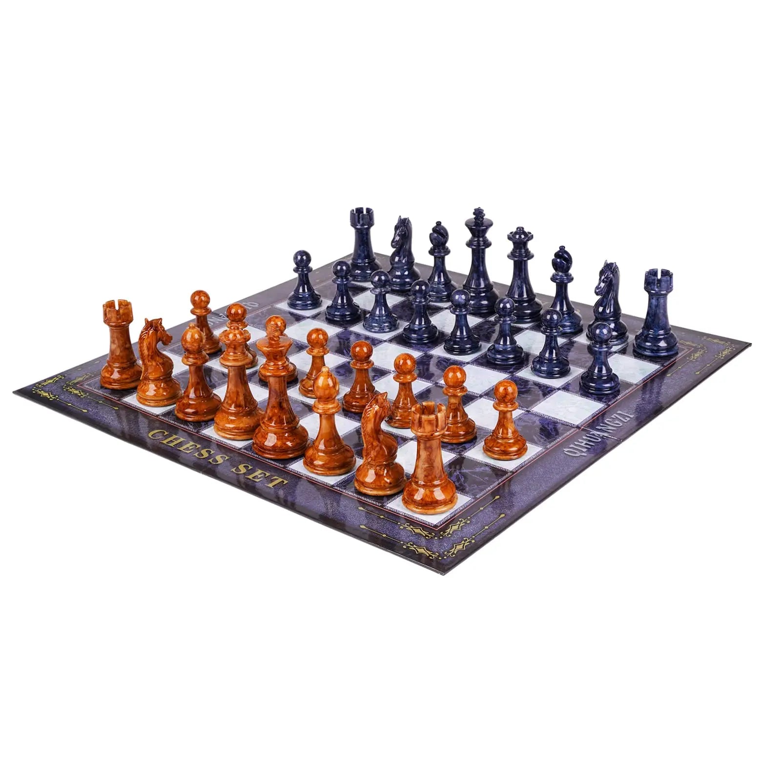 18.5" Folding Chess Set with Zinc Alloy Pieces – Travel-Friendly Design GenJuw