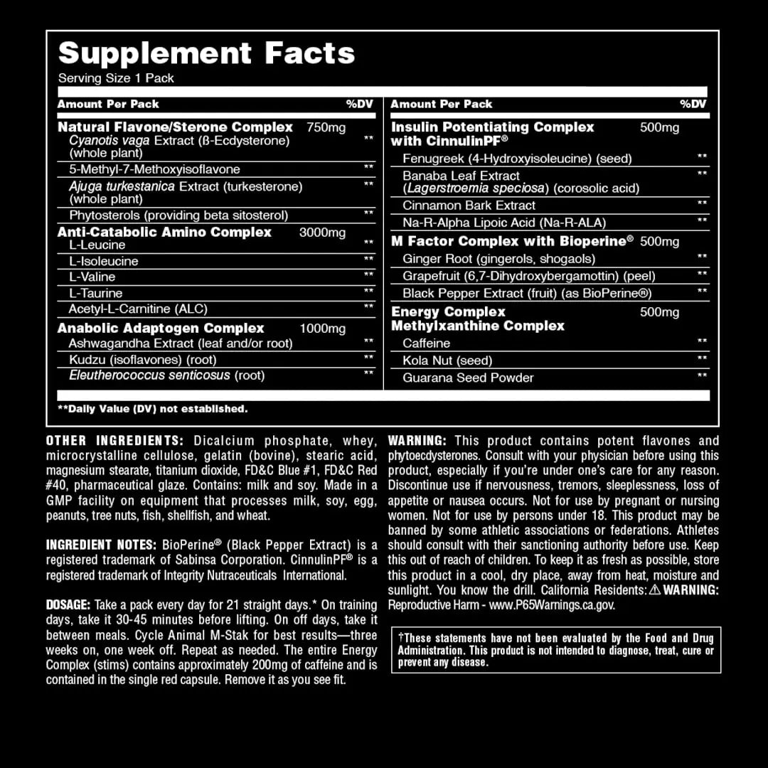 Animal M-Stak - Muscle Builder and Anabolic Mass Gainer Supplement for Bodybuilding Animal