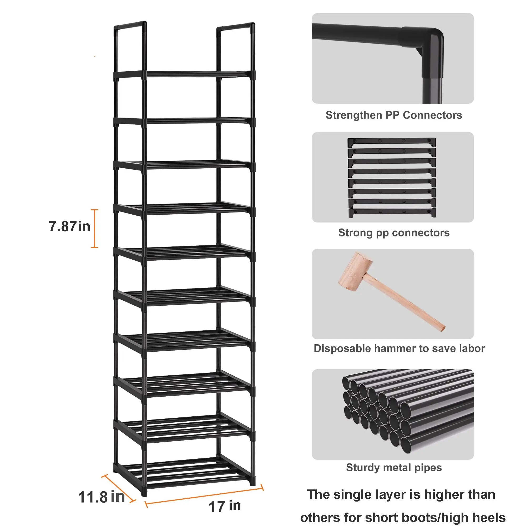 OYREL Shoe Rack, Sturdy Metal Shoe Rack Organizer,Narrow Shoe Rack,Shoe Racks for Closets,Shoes Rack,Shoe Stand,Shoe Shelf OYREL