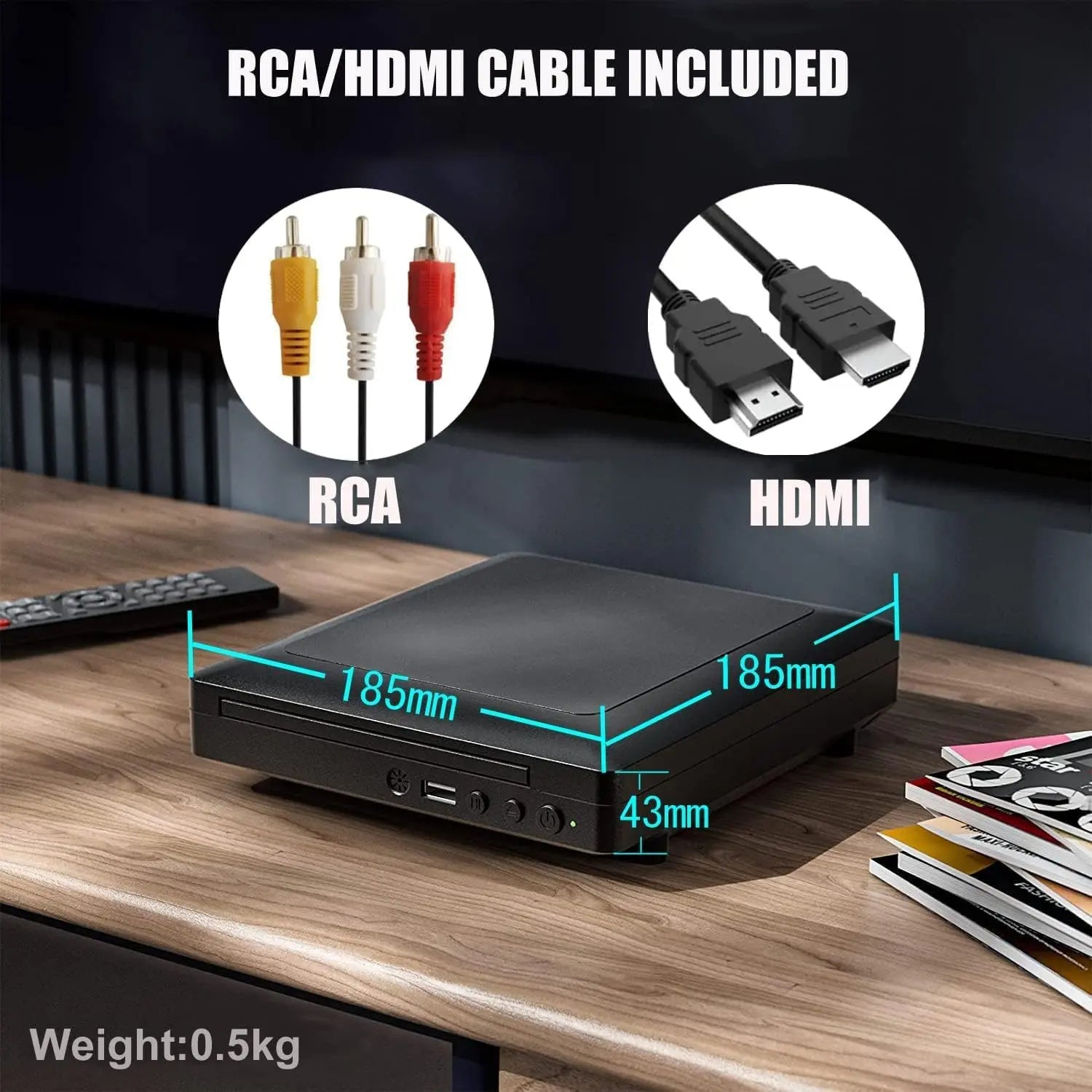 Ceihoit Mini HD DVD Player - All Region, HDMI & RCA Included, Compact Design Ceihoit