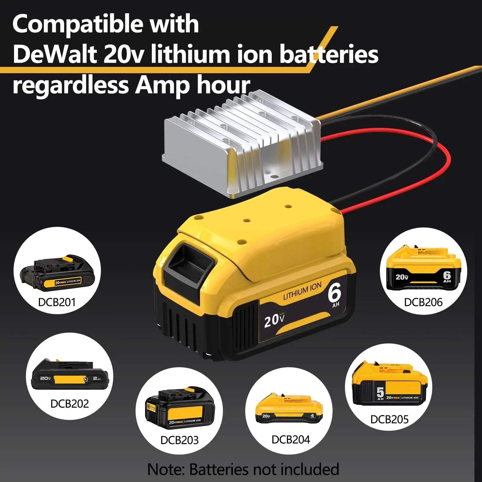 20V to 12V Step Down Power Inverter Aadpter for DeWalt 20V Batteries, DC 20V to DC 12V 15A 180W DeWalt Power Wheel Converter, Buck Boost Voltage Regulator with Low Voltage Protection (No Battery) Zltoolpart