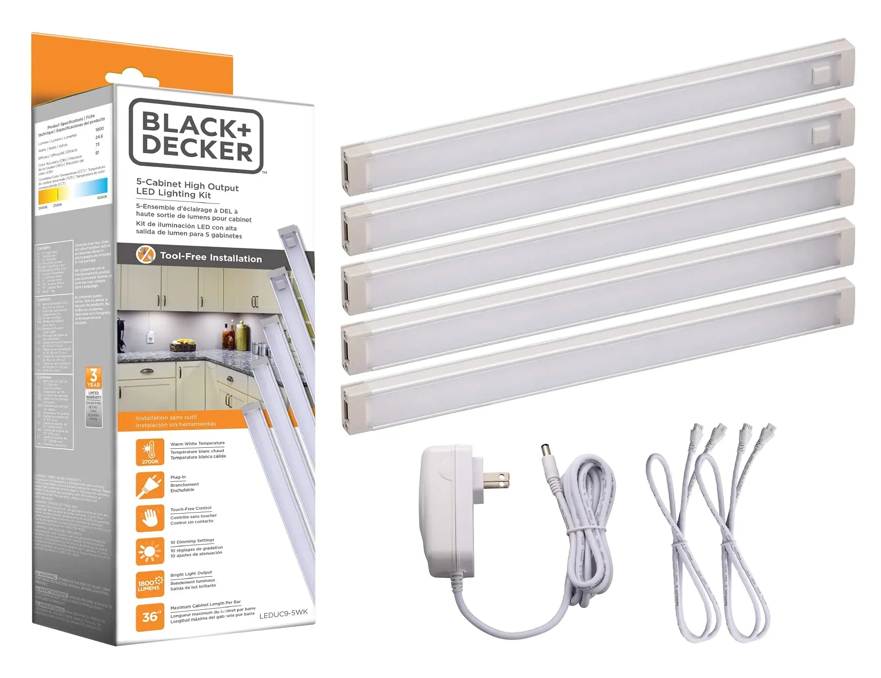 BLACK+DECKER 24.6W Dimmable Under Cabinet Lighting Kit with Motion Sensor BLACK+DECKER