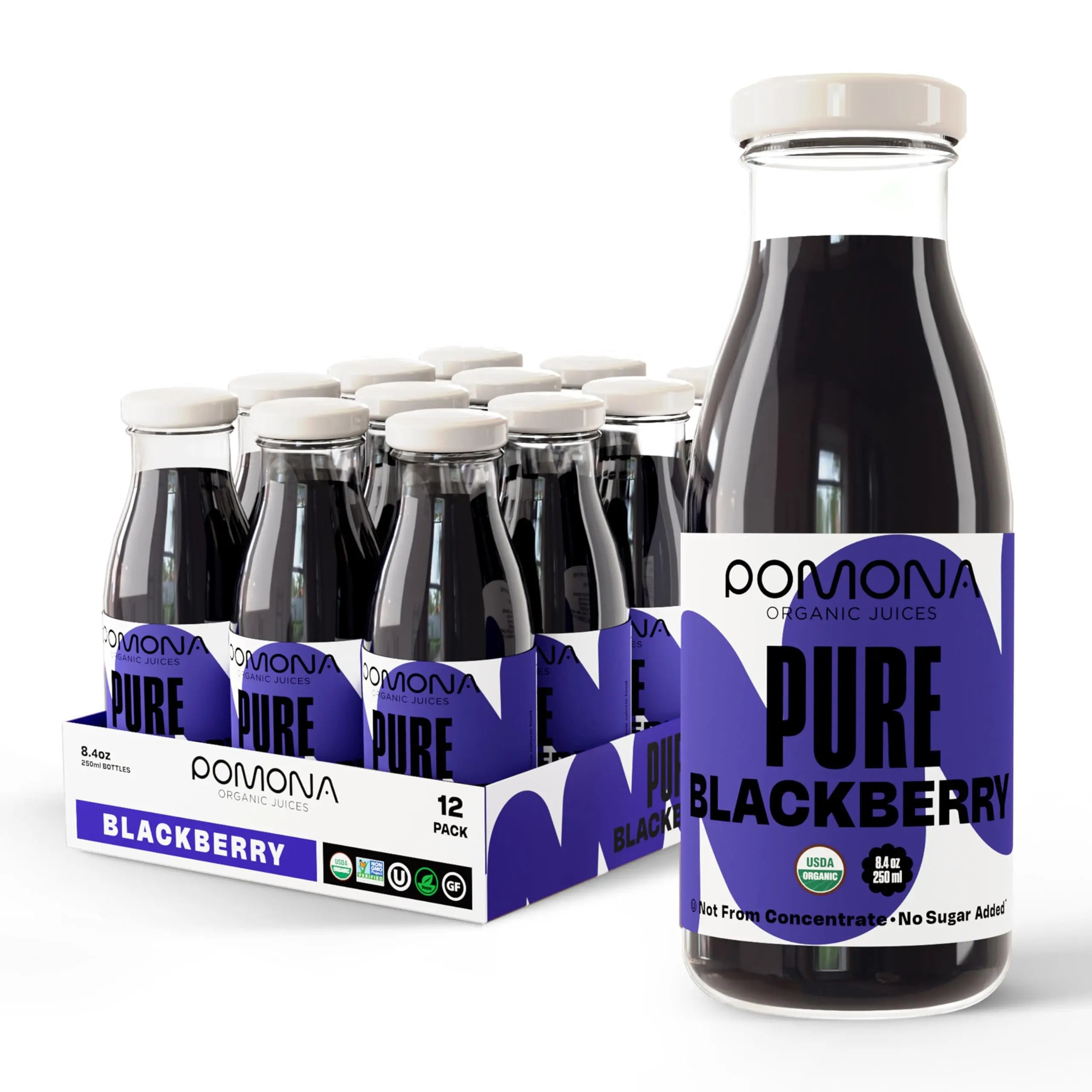 Pomona Organic Blackberry Juice - 12-Pack of 8.4 Oz Cold-Pressed Pomona Organic Juices