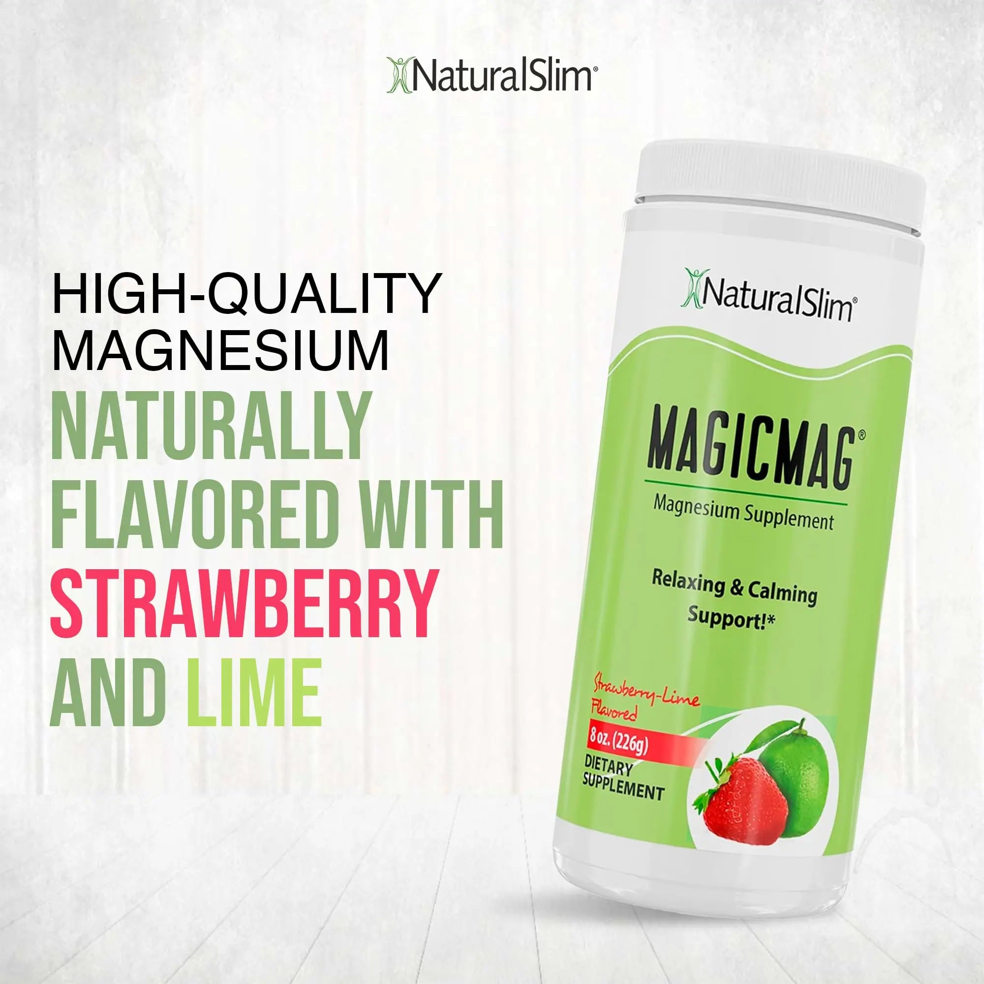 NaturalSlim MagicMag Magnesium Powder - Strawberry Lime - 8oz NaturalSlim