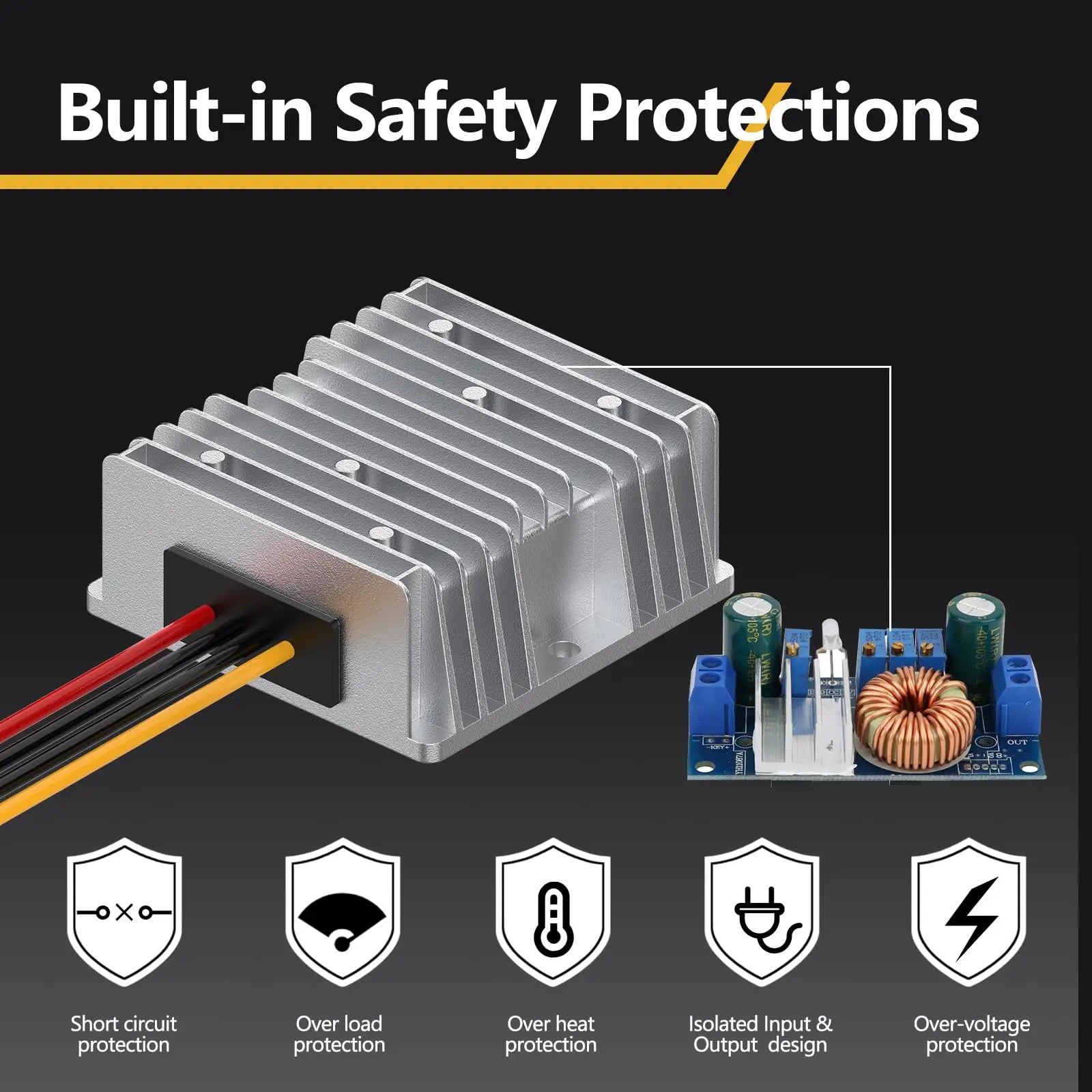 20V to 12V Step Down Power Inverter Aadpter for DeWalt 20V Batteries, DC 20V to DC 12V 15A 180W DeWalt Power Wheel Converter, Buck Boost Voltage Regulator with Low Voltage Protection (No Battery) Zltoolpart