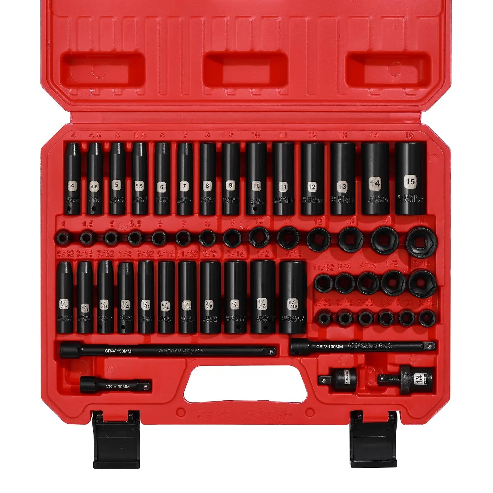 EMENTOL 55PCS 1/4" Drive Impact Socket Set - Deep & Shallow, EMENTOL