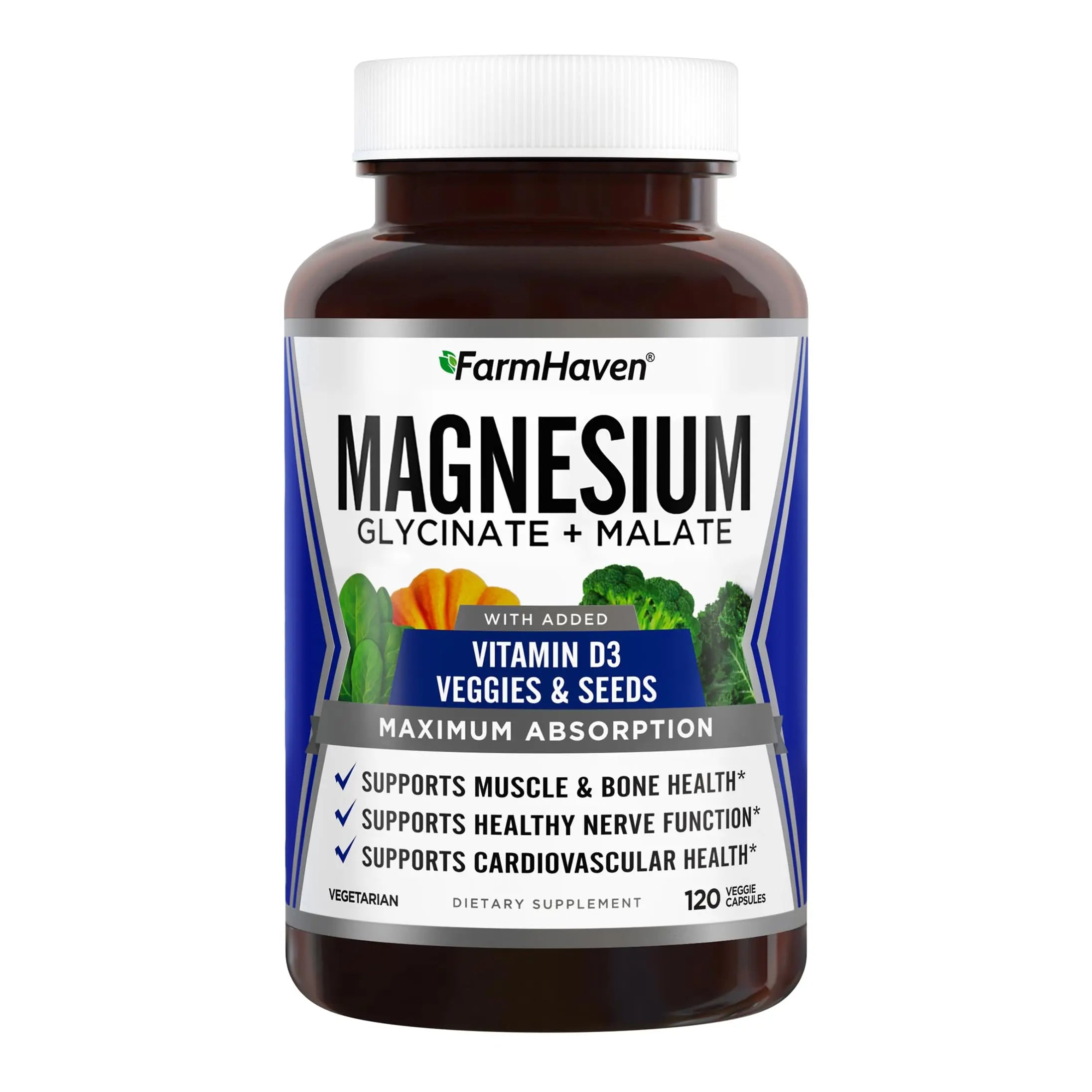 FarmHaven Magnesium Complex w/Vitamin D3 – 120 Capsules FarmHaven