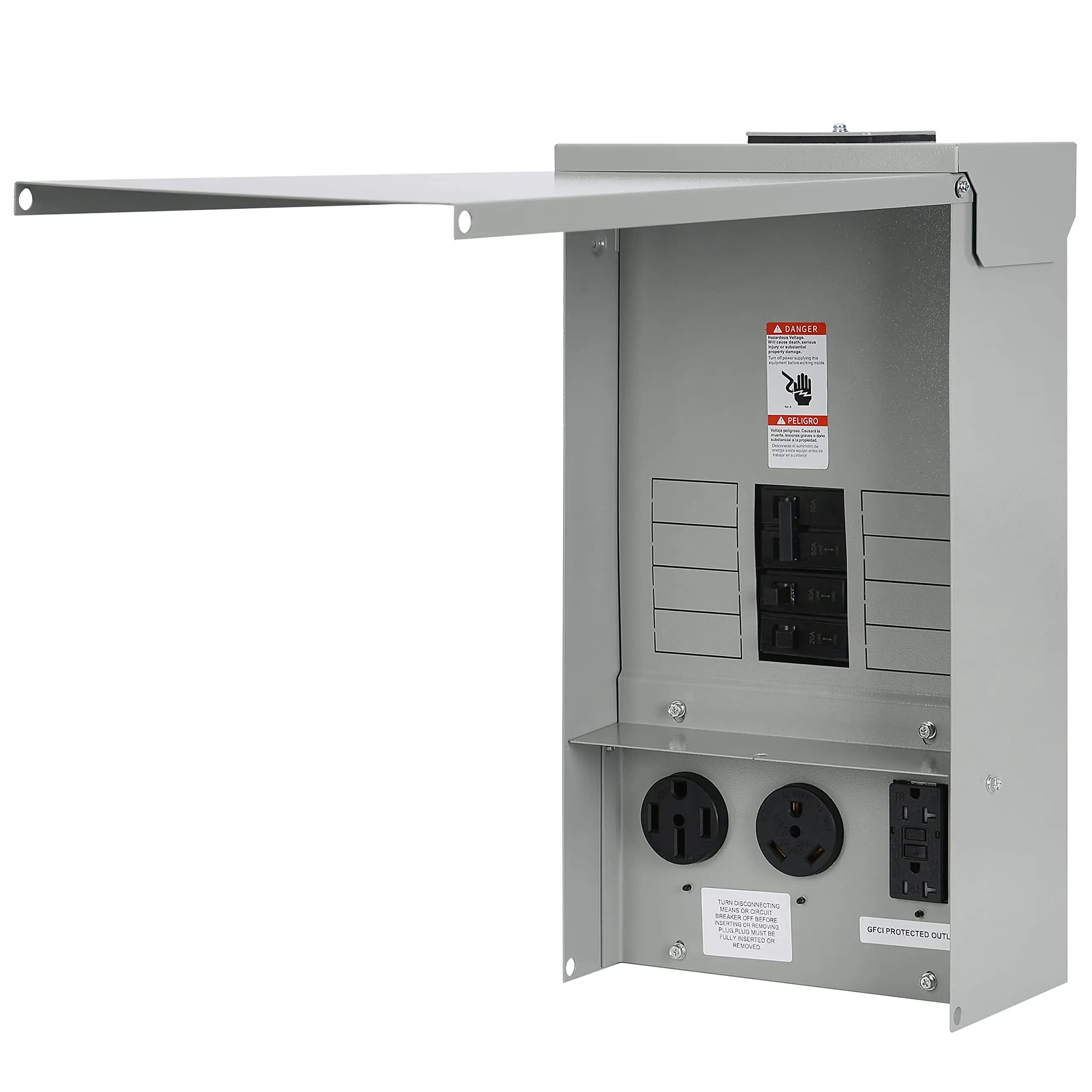 Hiweld Temporary Power Outlet Panel - 20/30/50 Amp RV Electrical Box with Breakers Hiweld