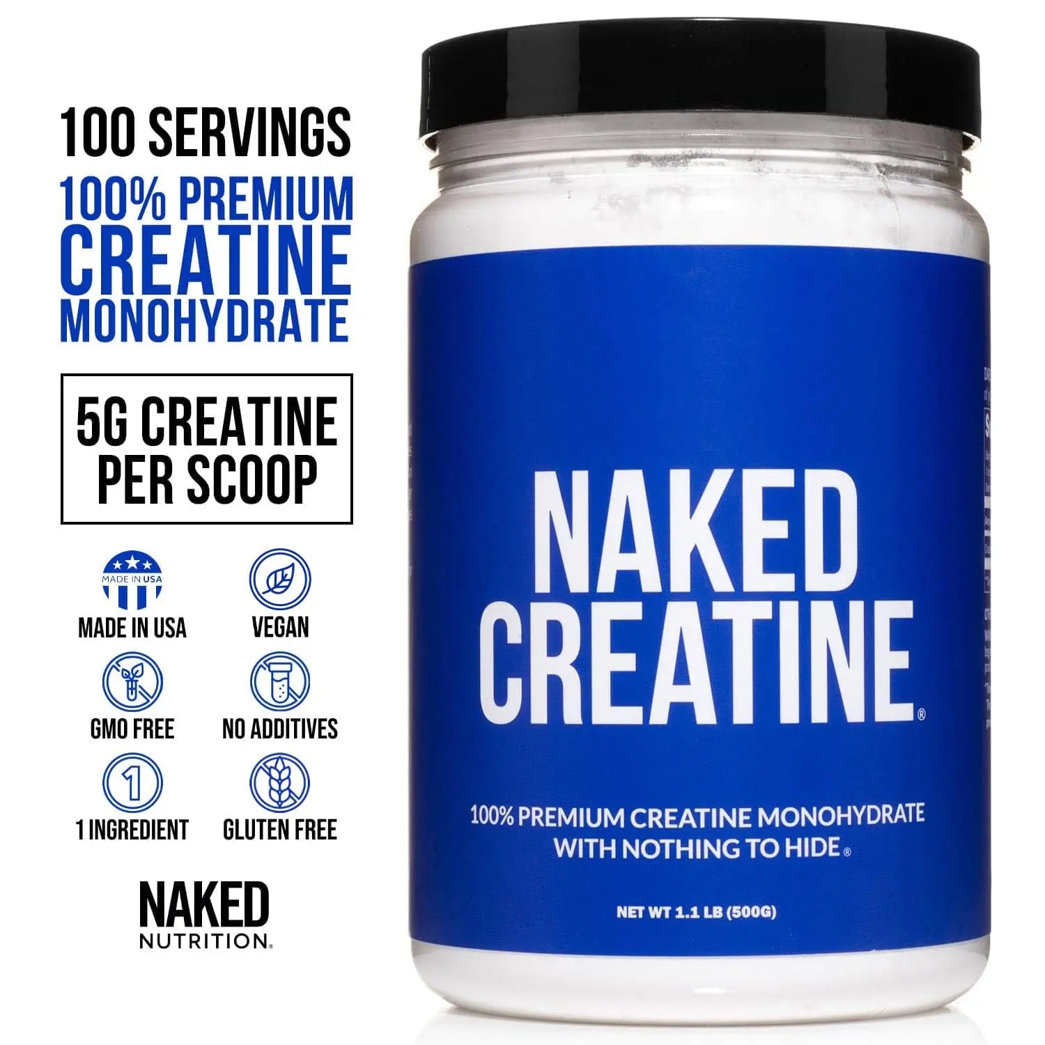 Naked Pure Micronized Creatine Monohydrate - 500g Naked Nutrition