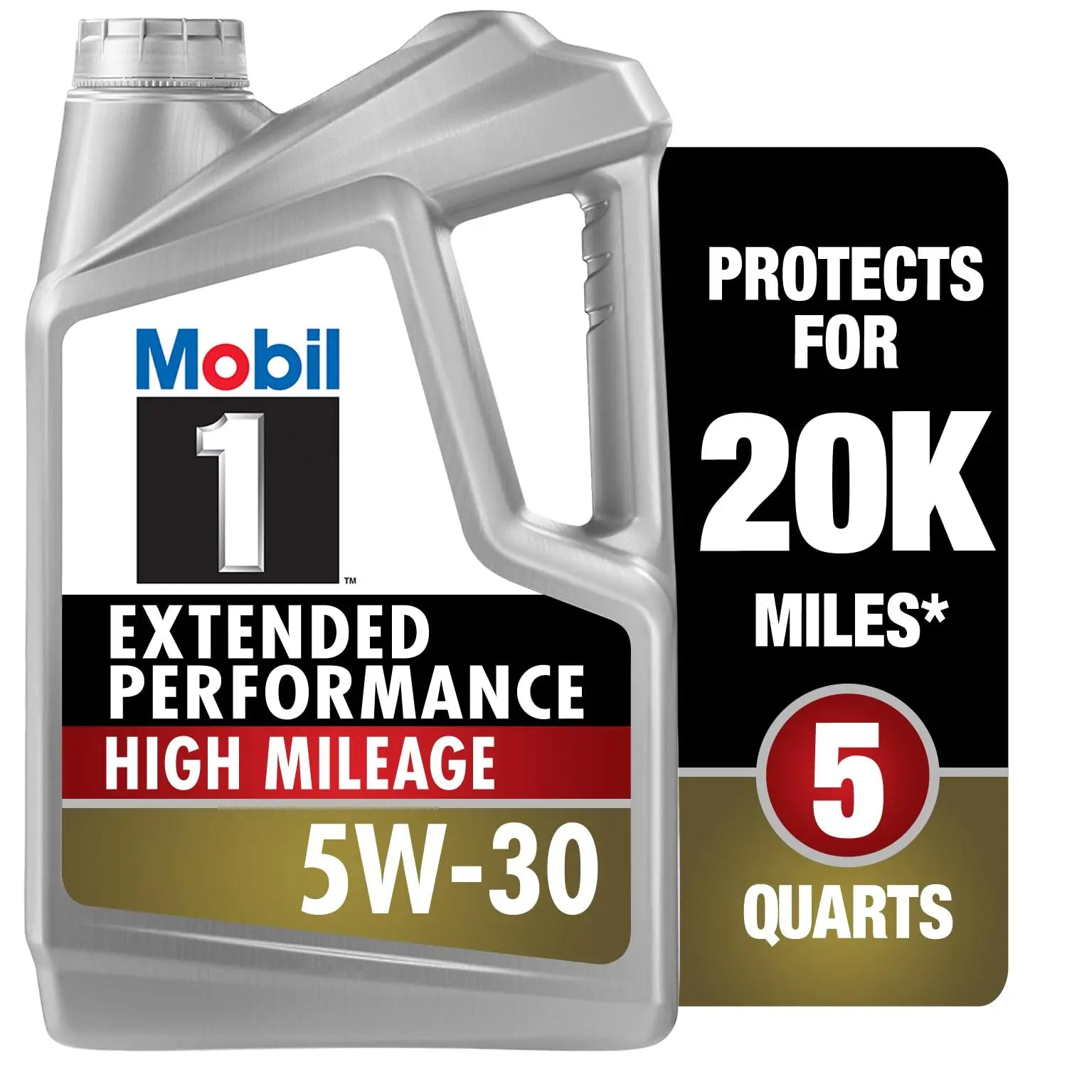 Mobil 1 Extended Performance High Mileage Full Synthetic Motor Oil 5W-30, 5 Quart Mobil