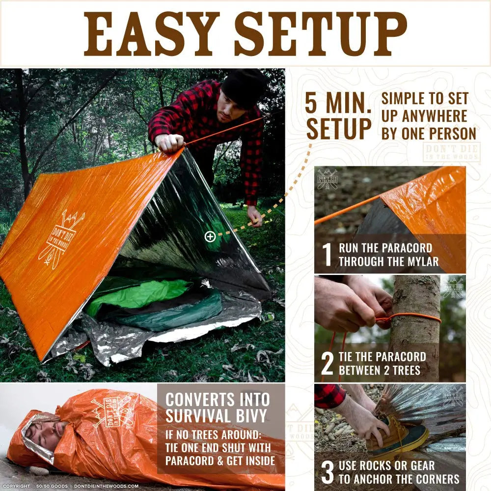 World's Toughest Ultralight Survival Tent - 2-Person Mylar Emergency Shelter Don't Die In The Woods